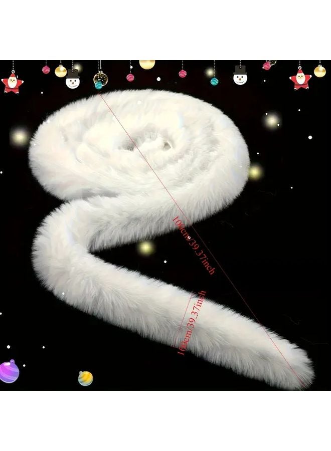 إكليل من الفرو الأبيض الذهبي الوهمي الفاخر لتزيين شجرة الكريسماس وحفلات الزفاف - Image 3